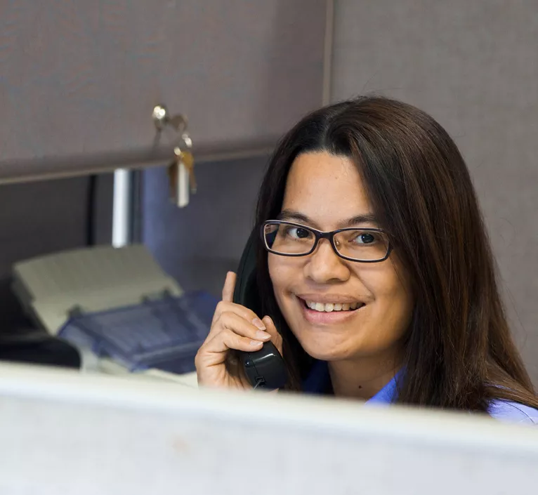 office worker on phone