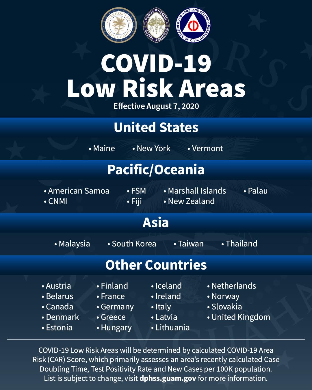 Low Risk Areas