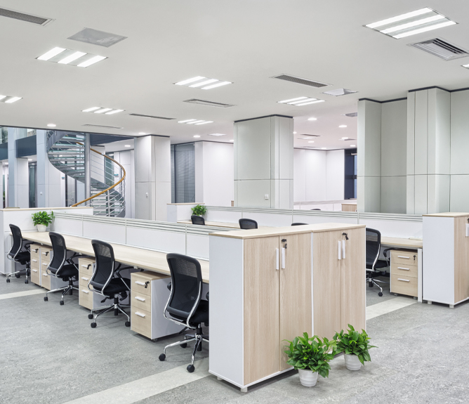 office-furniture-monitor-is-left modern modular office furniture installation