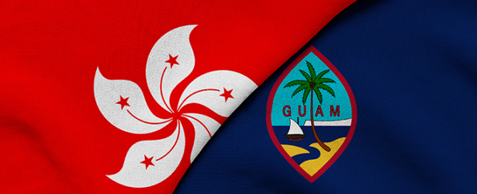 Hong Kong and Guam flags folded next to each other