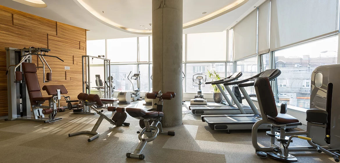 Interior of a modern hotel gym