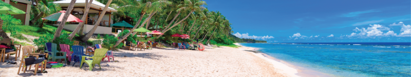 Beach with chairs and umbrellas