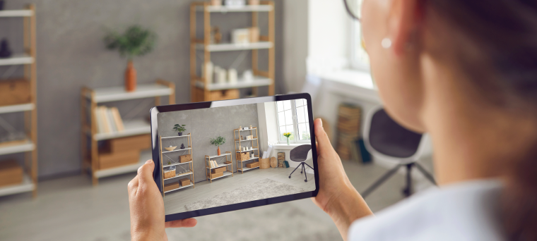 Woman taking photo of her home interior